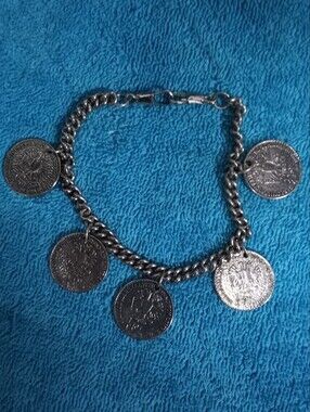 Silver-Tone Coin Charm Bracelet - Women Accessories - Possible Ankle Bracelet